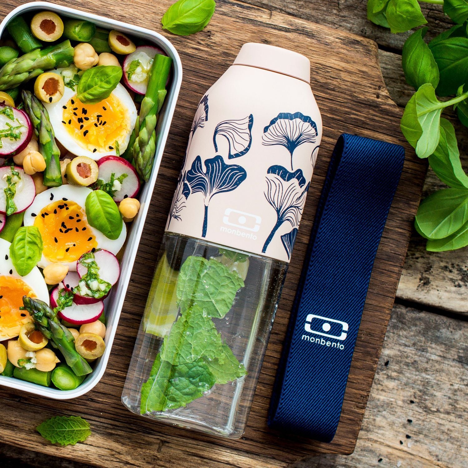 Monbento Positive M drinking bottle 500 ml, graphic ginkgo, 15014016