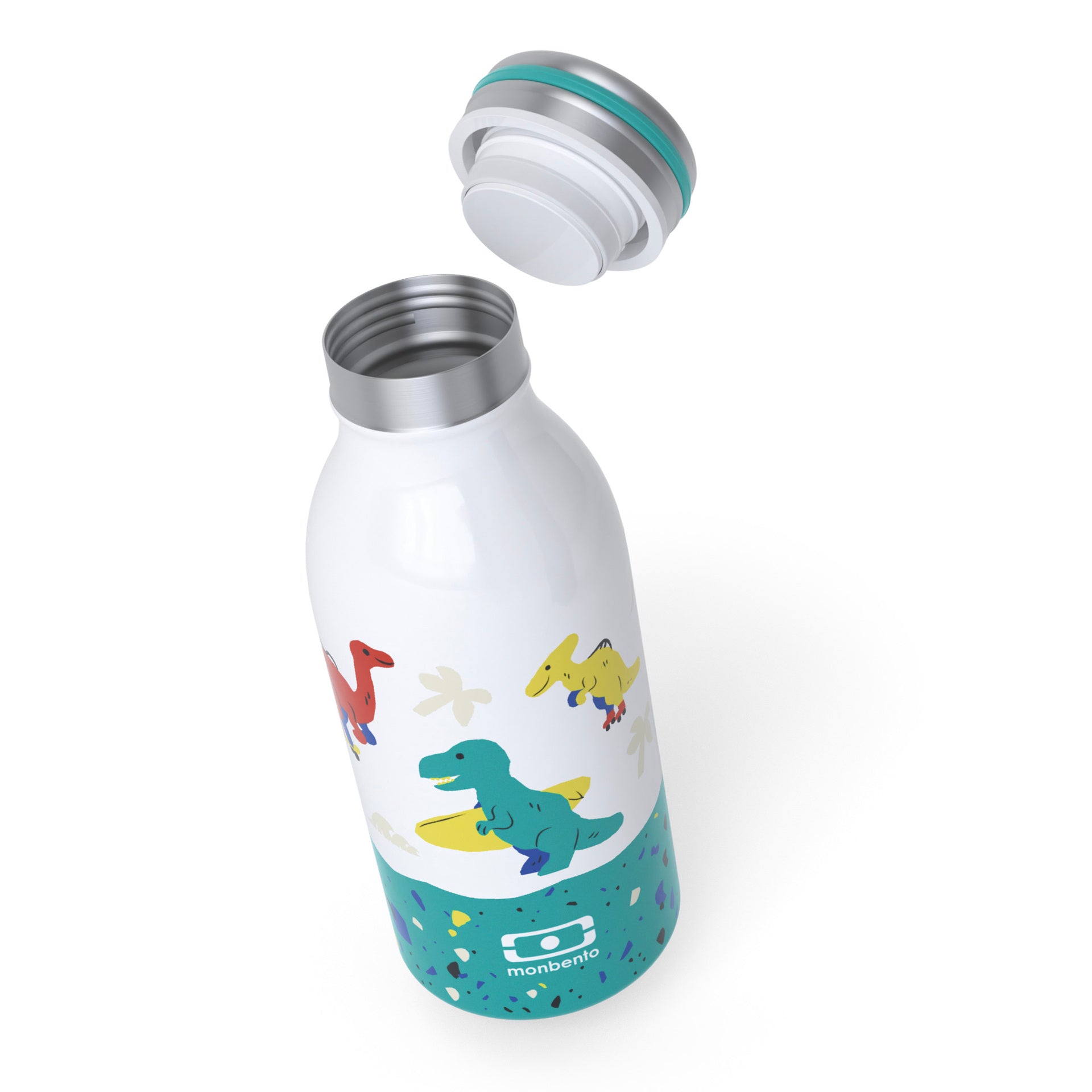 Monbento Cooly dětská termoláhev na pití 350 ml, blue dino, 47274120