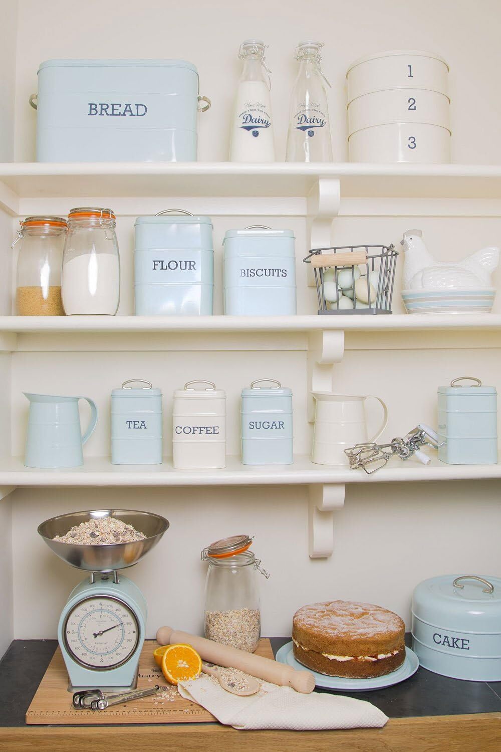 KitchenCraft Living Nostalgia úložná dóza na cukr 1,3 l, modrá, LNSUGARBLU