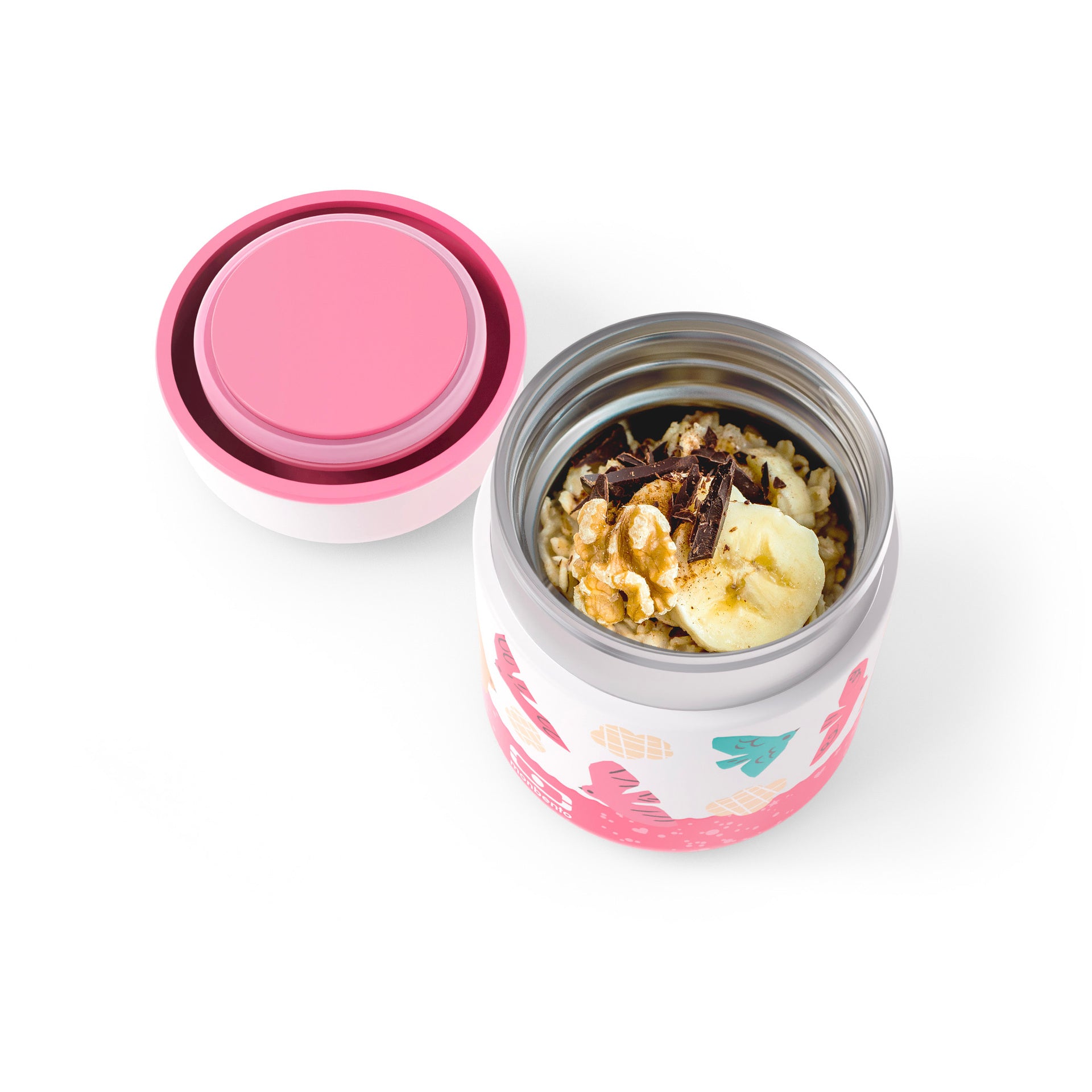 Monbento Capsule dětský termobox na jídlo 0,28 l, pink birds, 25334121