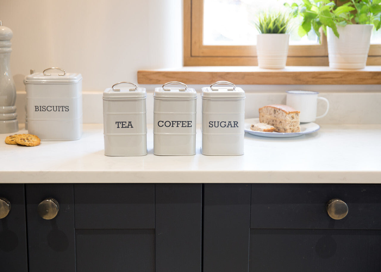KitchenCraft Living Nostalgia úložná dóza na cukr 1,3 l, šedá, LNSUGARGRY