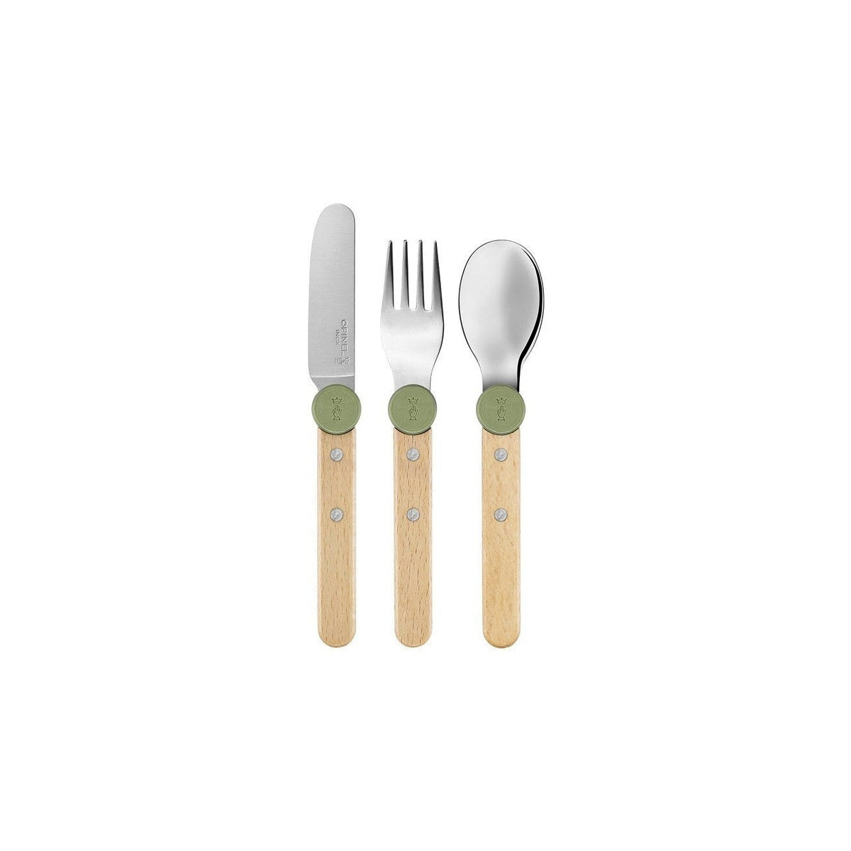 Opinel Le Petit Gourmet children's cutlery set, olive green, 003258