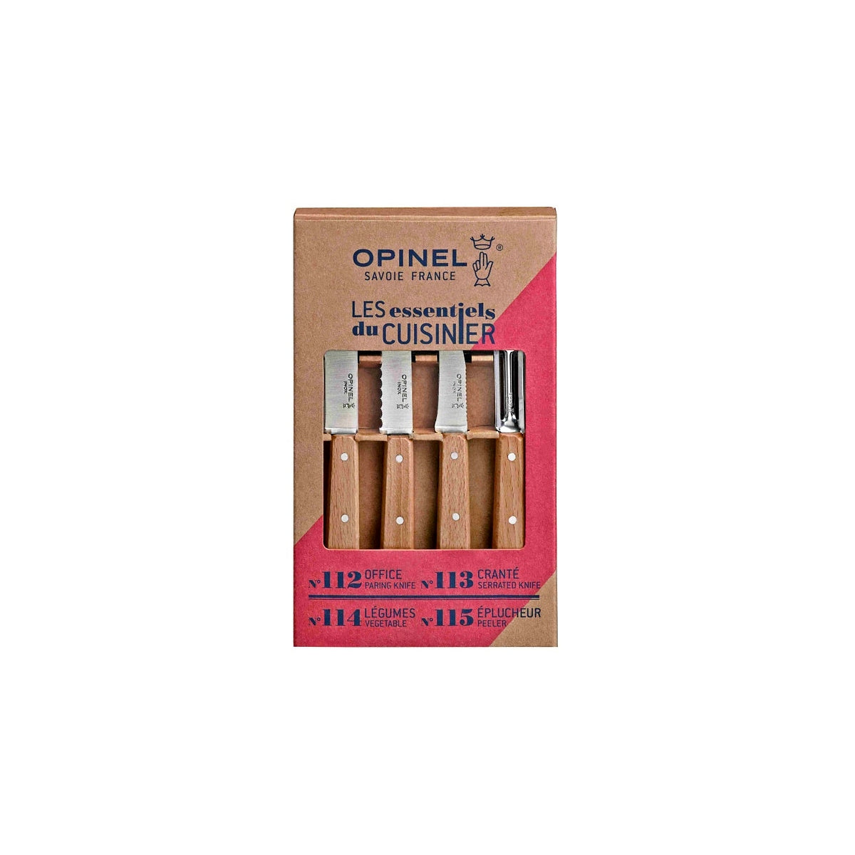 Opinel Les Essentiels Natural knife and scraper set 4 pcs, 001300