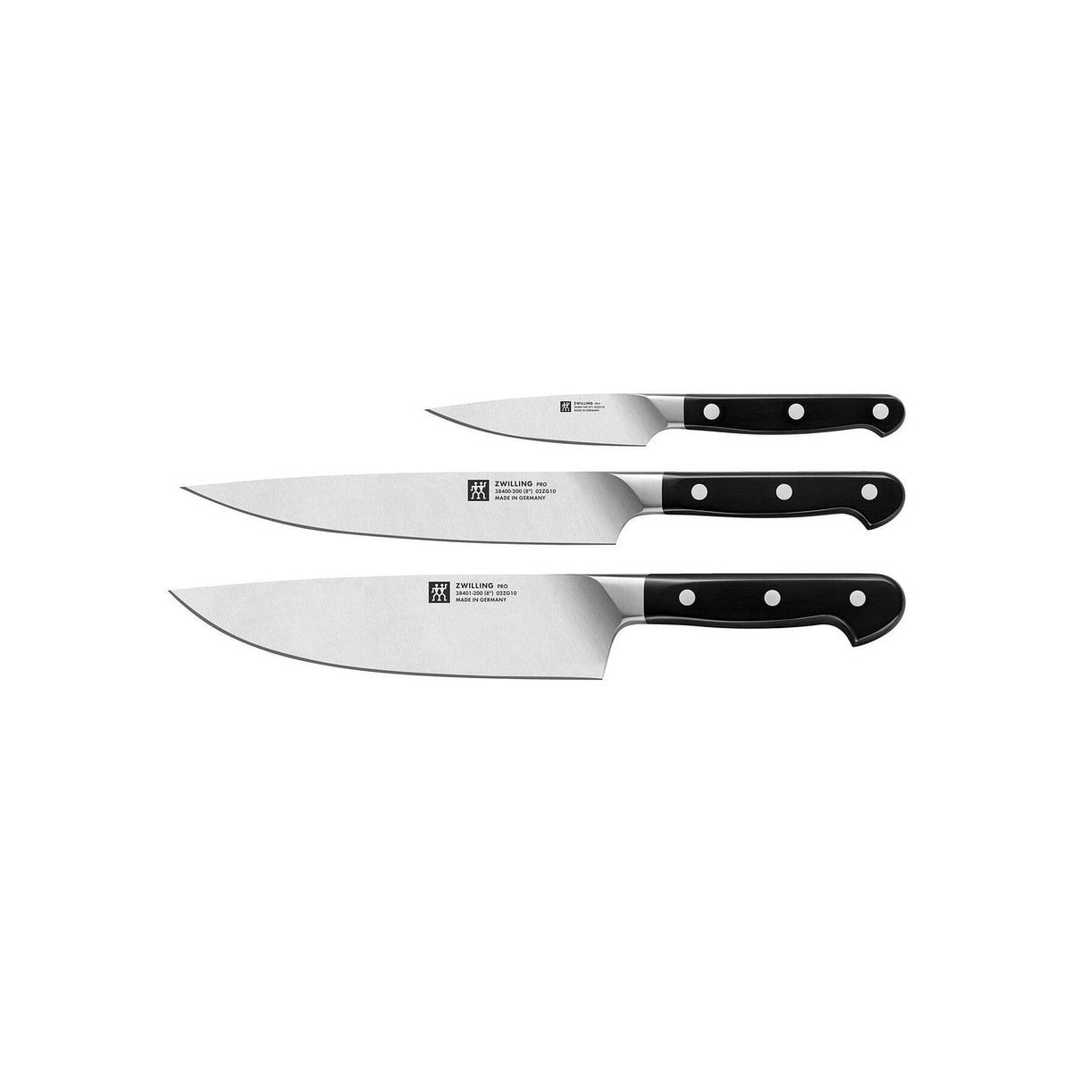 Zwilling Pro sada nožov 3 ks, kuchársky nôž 20 cm, nôž na krájanie 20 cm, nôž na špíz 10 cm, 38430-007
