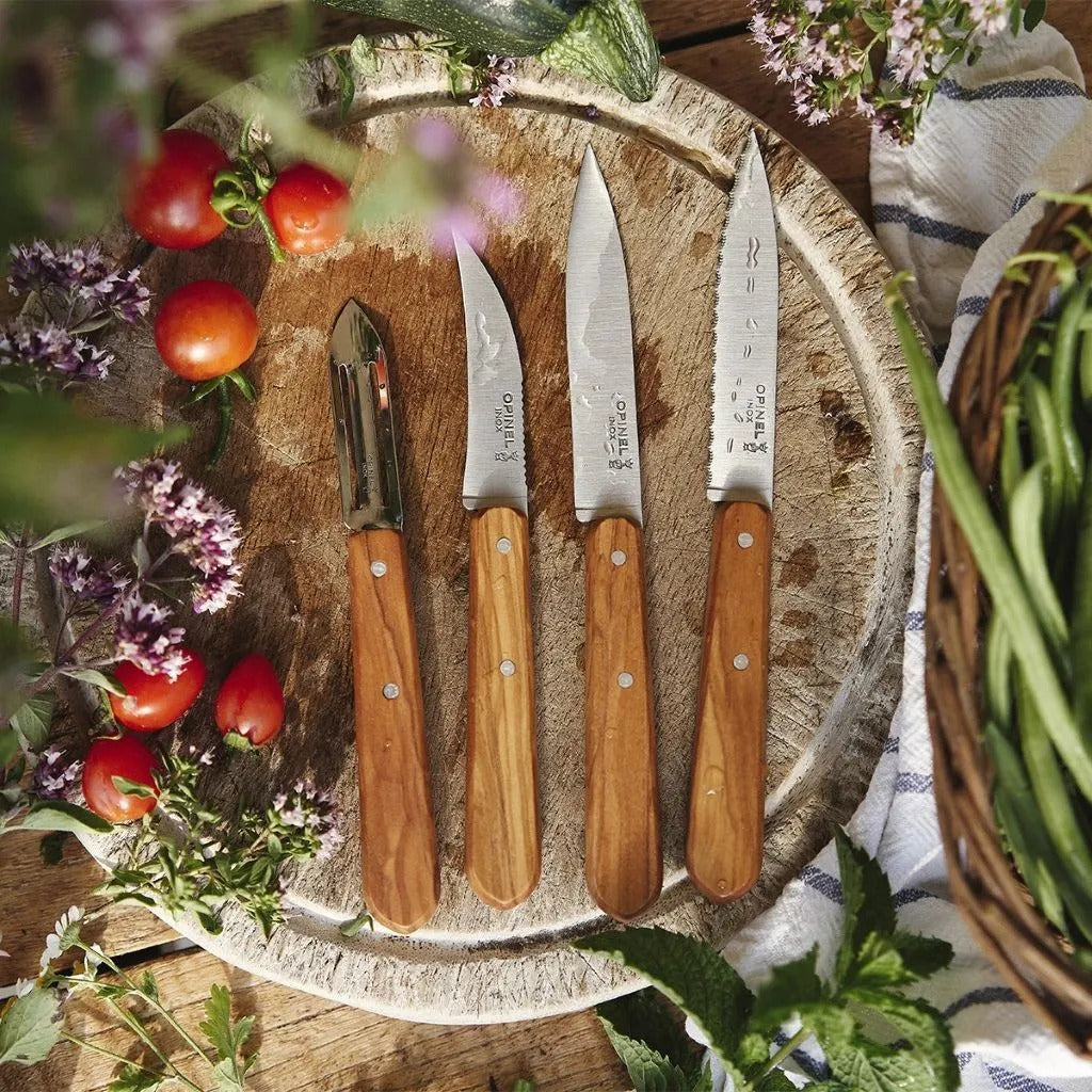 Opinel Les Essentiels Olive knife and scraper set 4 pcs, 002163