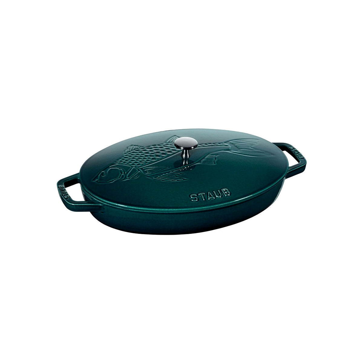 Staub litinový pekáč na rybu s poklicí 32 cm, mořská modř, 11223337