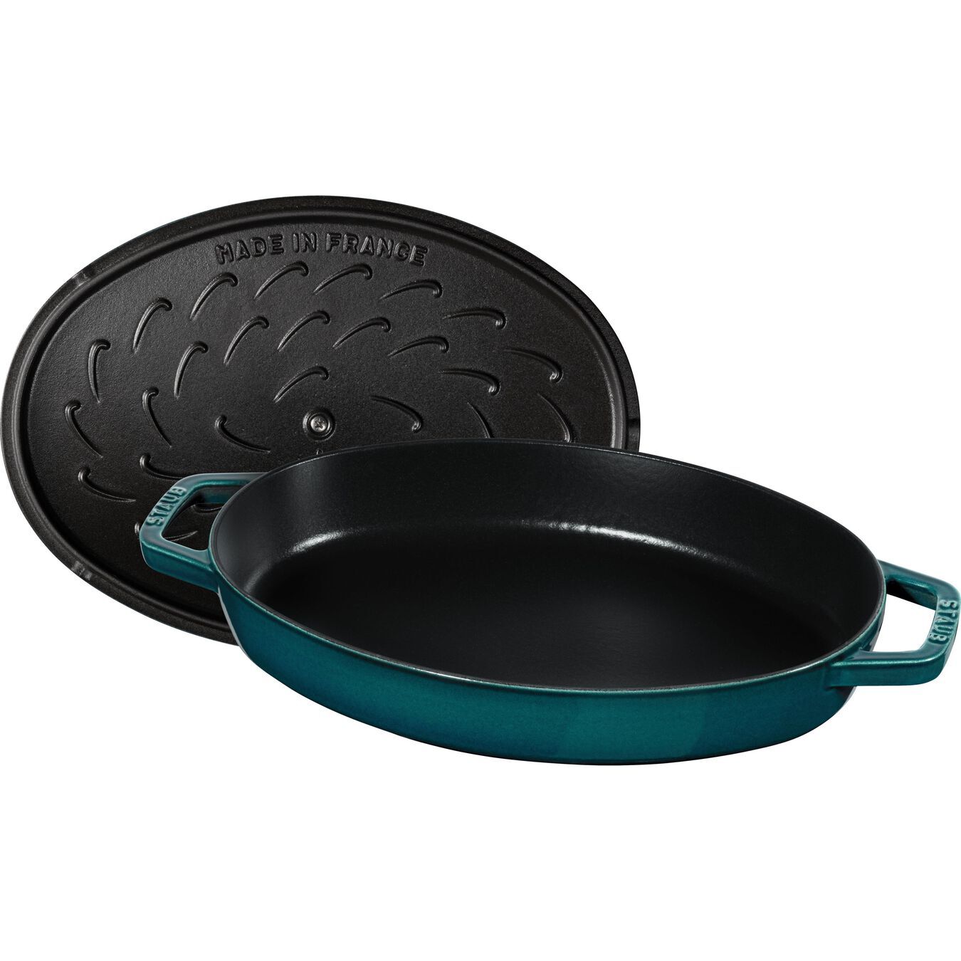 Staub litinový pekáč na rybu s poklicí 32 cm, mořská modř, 11223337
