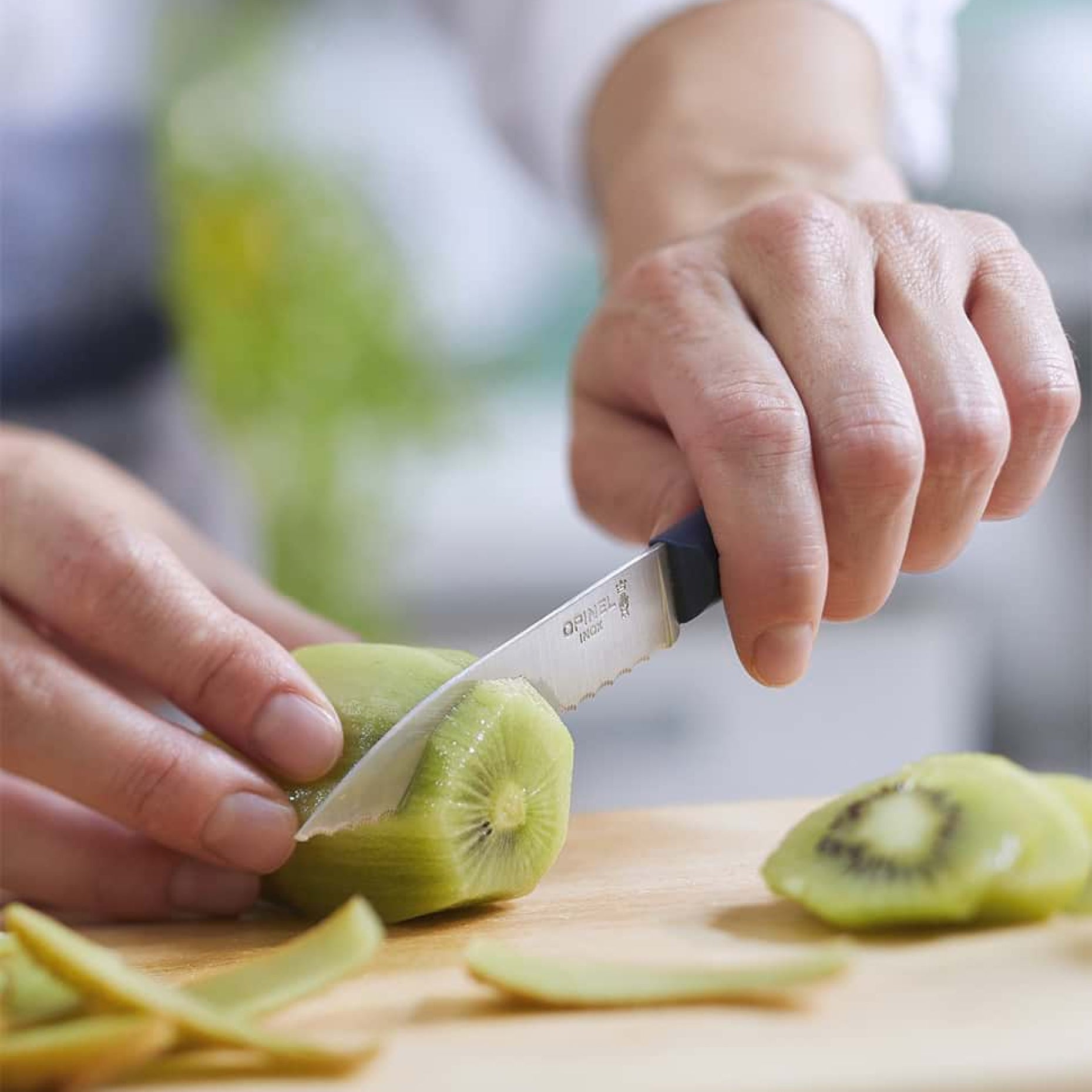 Opinel Les Essentiels+ N°313 serrated vegetable knife 10 cm, blue, 002353