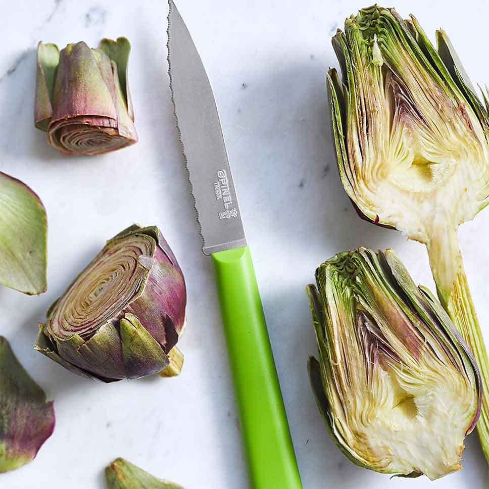 Opinel Essentiels N°313 serrated vegetable knife 10 cm, green, 002354