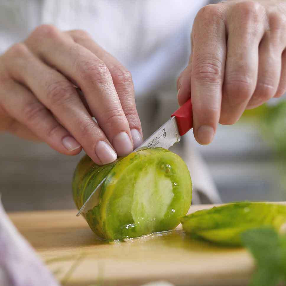 Opinel Essentiels N°313 serrated vegetable knife 10 cm, red, 002355