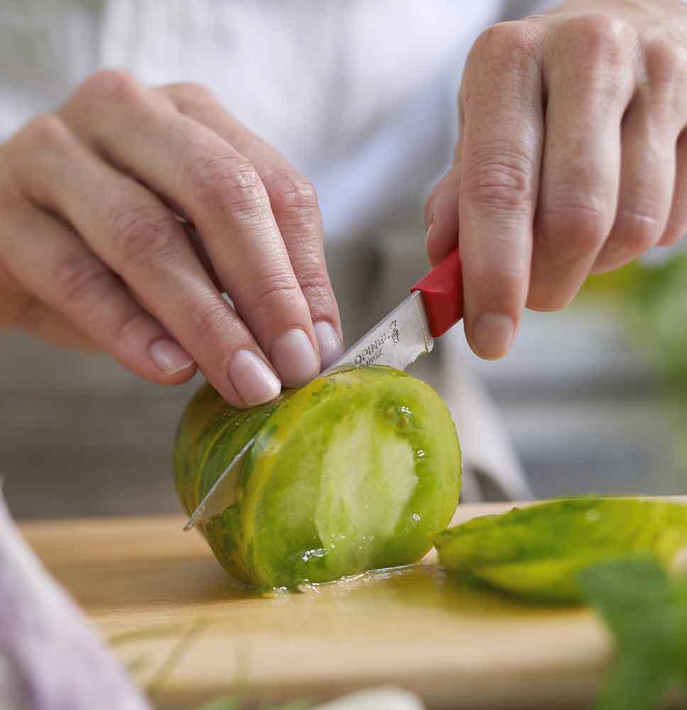 Opinel Essentiels N°313 serrated vegetable knife 10 cm, red, 002355