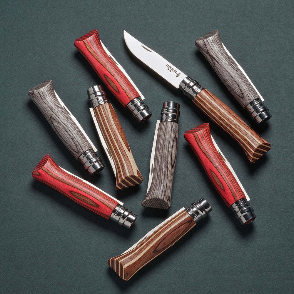Opinel Laminated Birch N°08 zavírací nůž finská bříza 8,5 cm, šedá, 002389