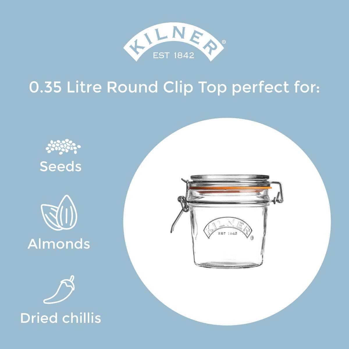 Kilner Clip Top jar with clip, round, 0,35 l, 0025.495