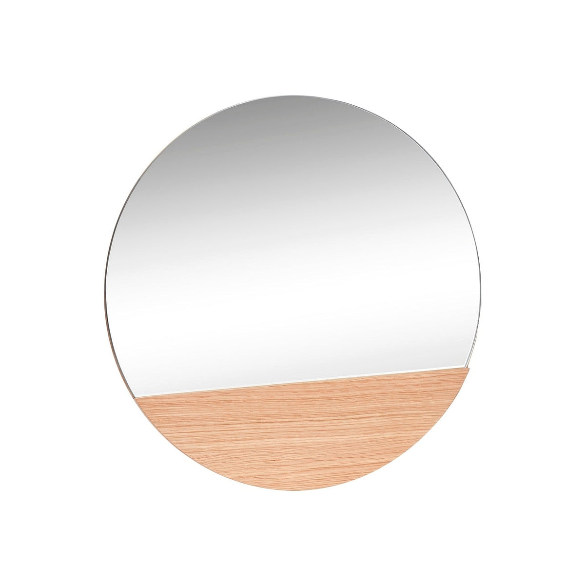 Nástěnné zrcadlo, kulaté, dubové, průměr 50 cm - 880417