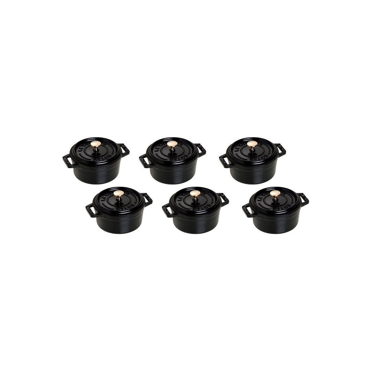 Staub Cocotte Sada 6 ks mini hrnec kulatý 10 cm/0,25 l černá, 19501025