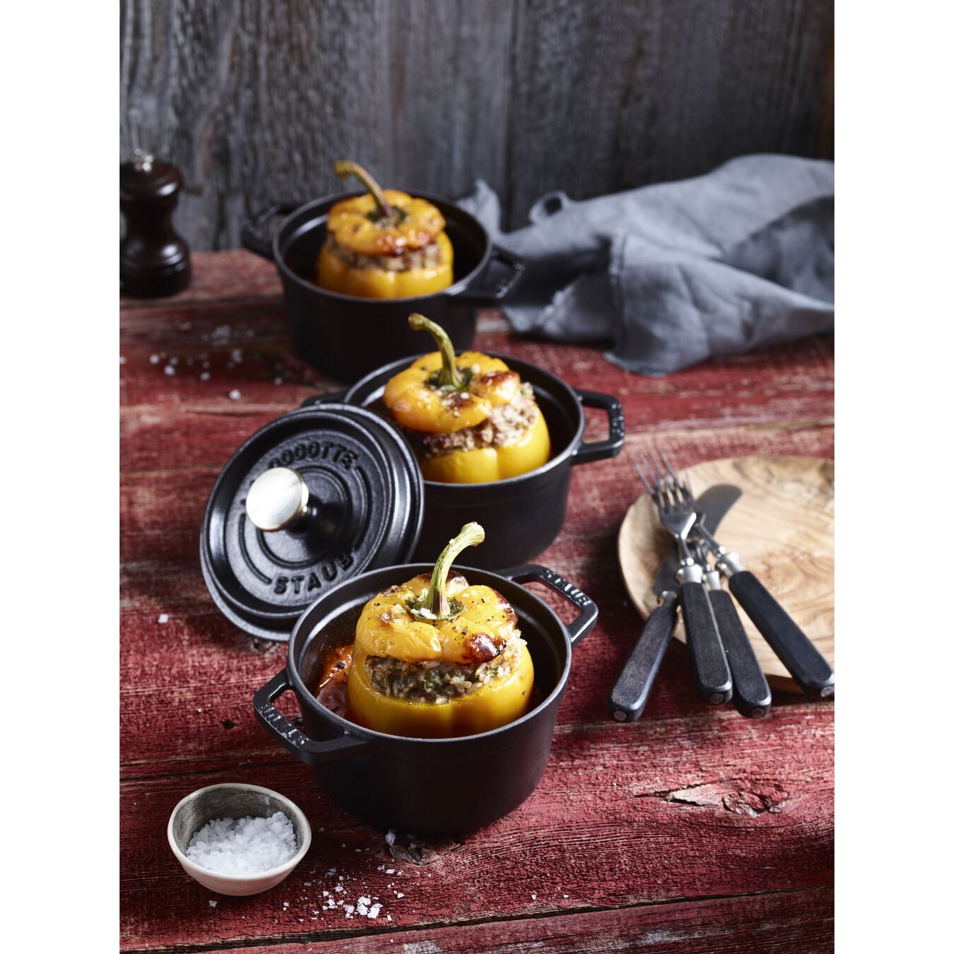 Staub Cocotte Sada 3 ks hrnec kulatý 14 cm/0,8 l černá, 19501425