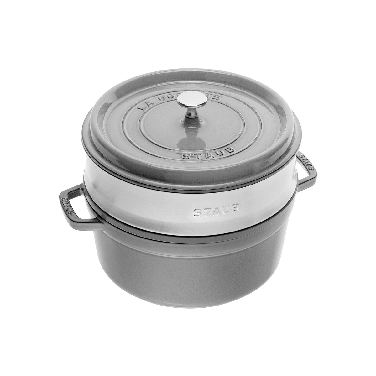 Staub Cocotte okrúhly hrniec s parnou vložkou, 24 cm/3,7 l sivý, 13242418