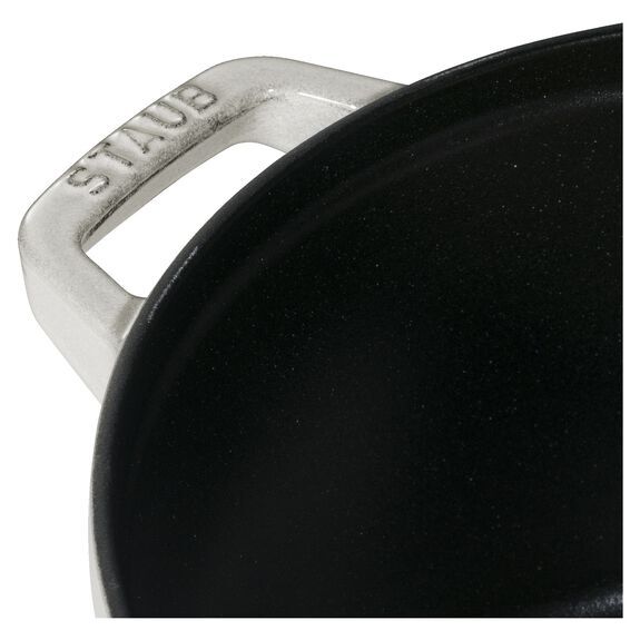 Staub Cocotte 2 dílná sada litinového hrnce a pánve 24 cm, bílá lanýžová, 145624107