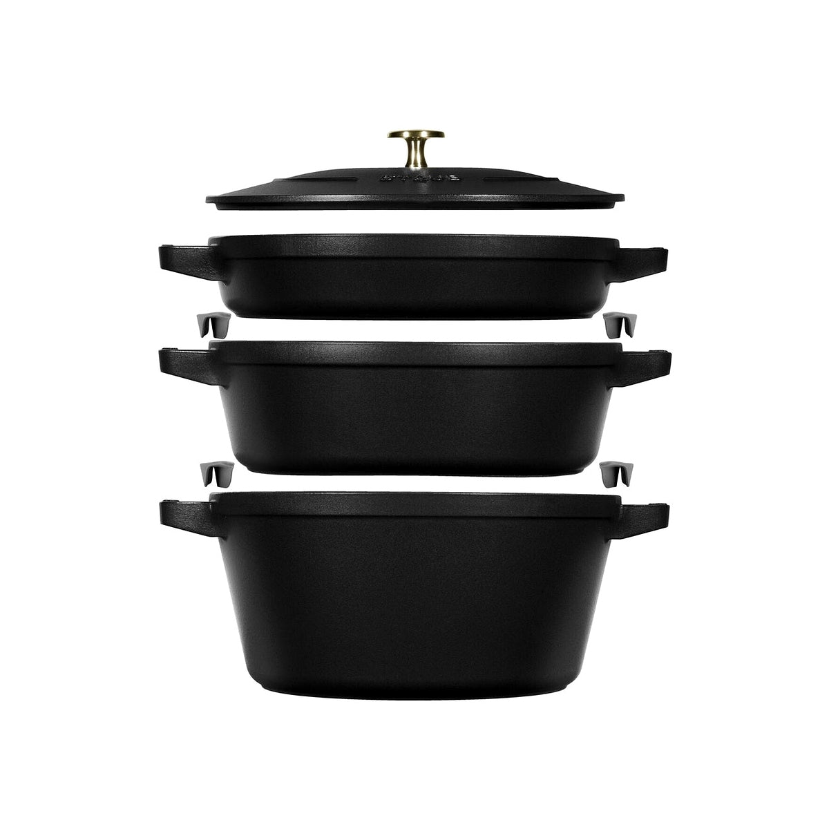 Staub Cocotte 3 dílná sada litinového hrnce, pánve a pekáče 24 cm, černá, 40508-386