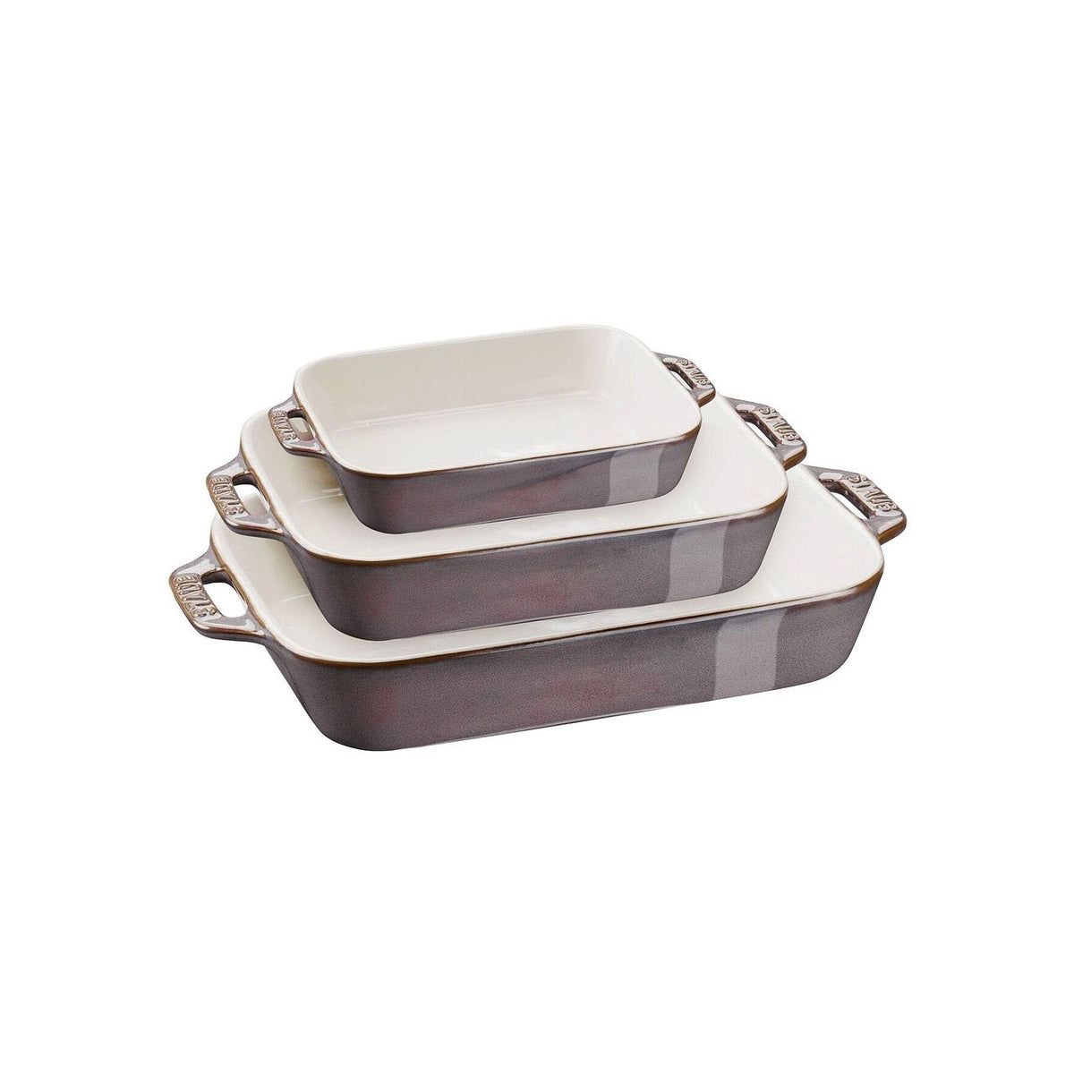 Staub keramické zapékací mísy, 3 ks, antická šedá, 40508-173