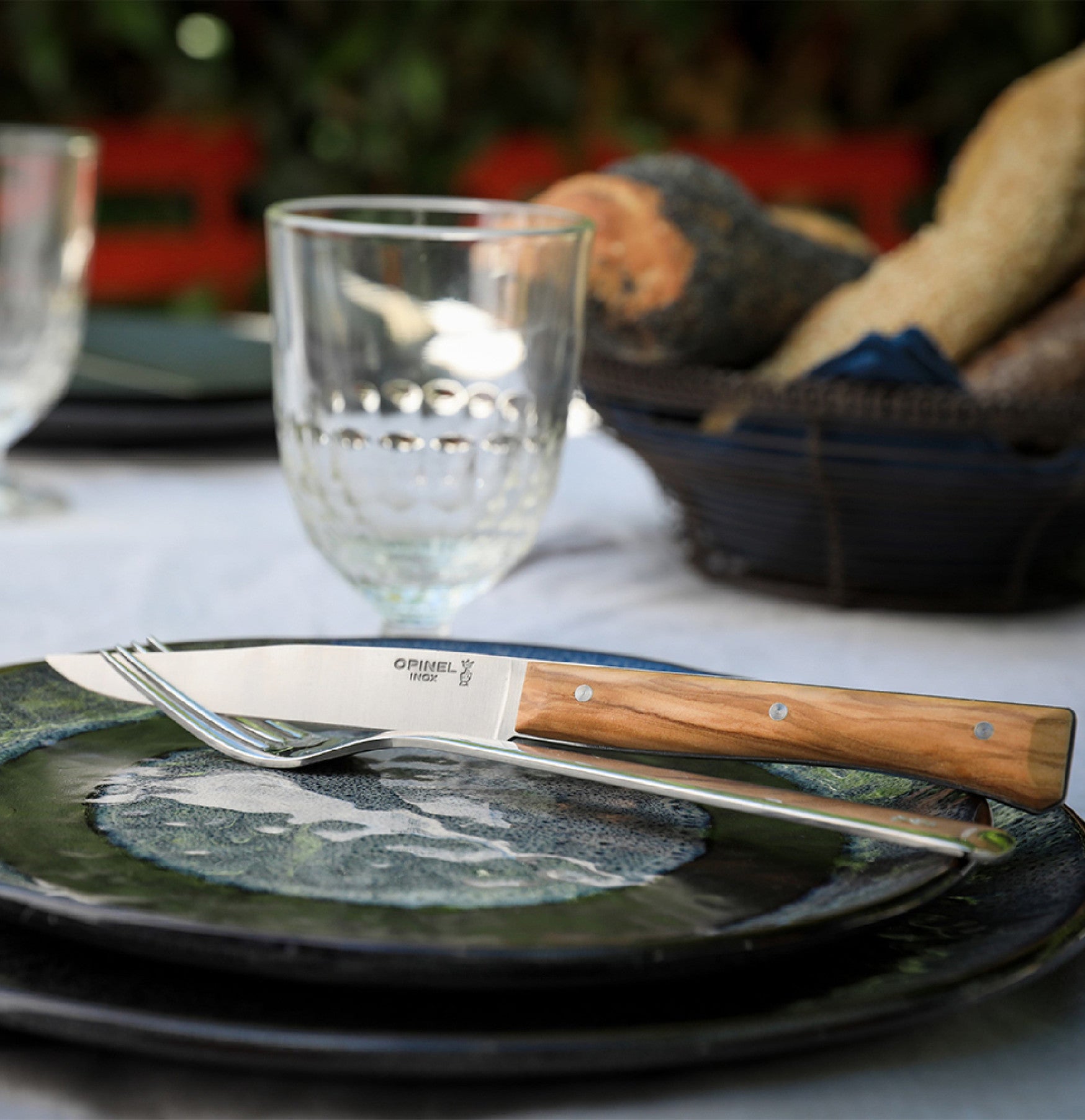 Opinel Facette sada 4 príborových nožov, olivová farba, 002498