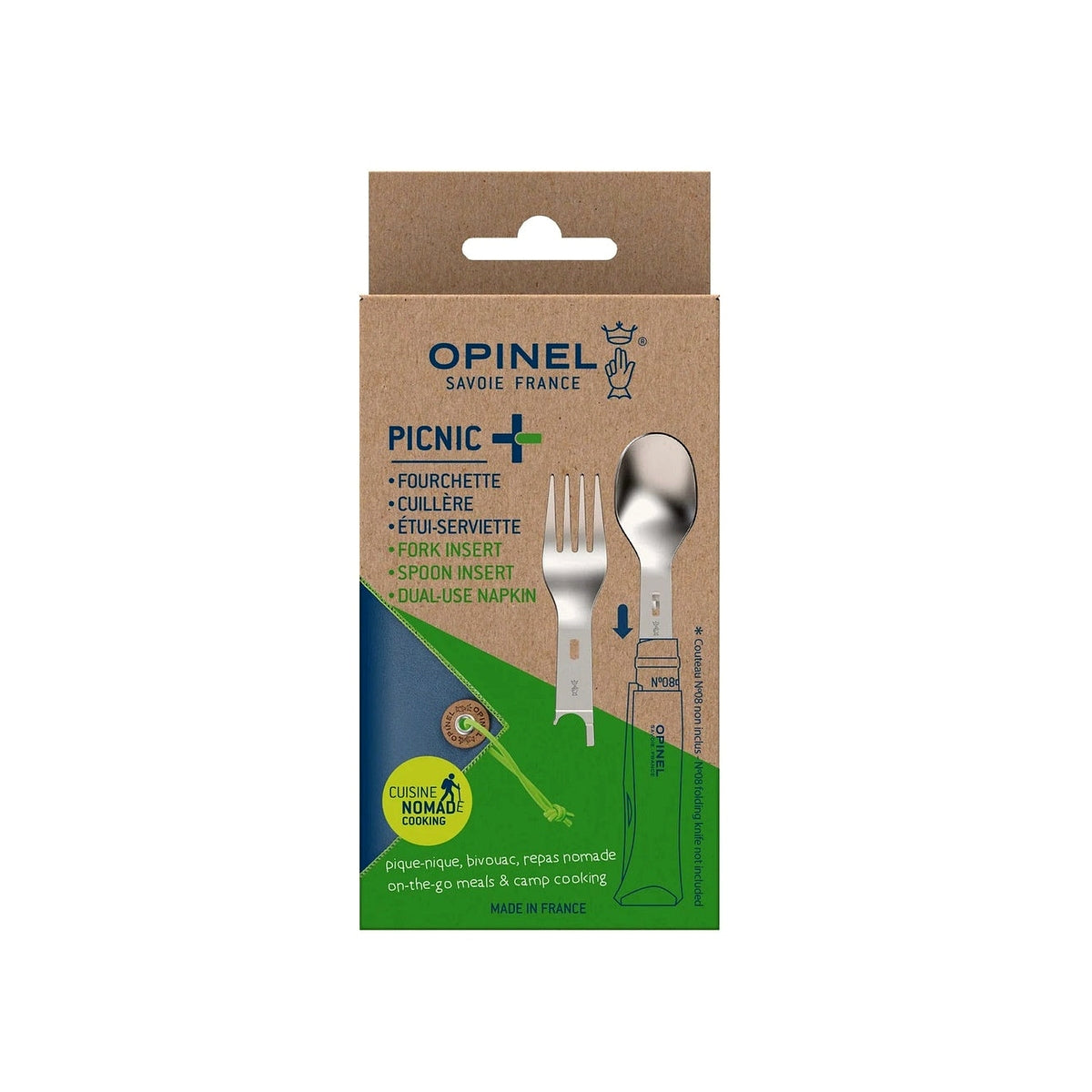 Opinel Picnic + sada lžíce, vidličky a ubrousku pro nože N°08, 002501