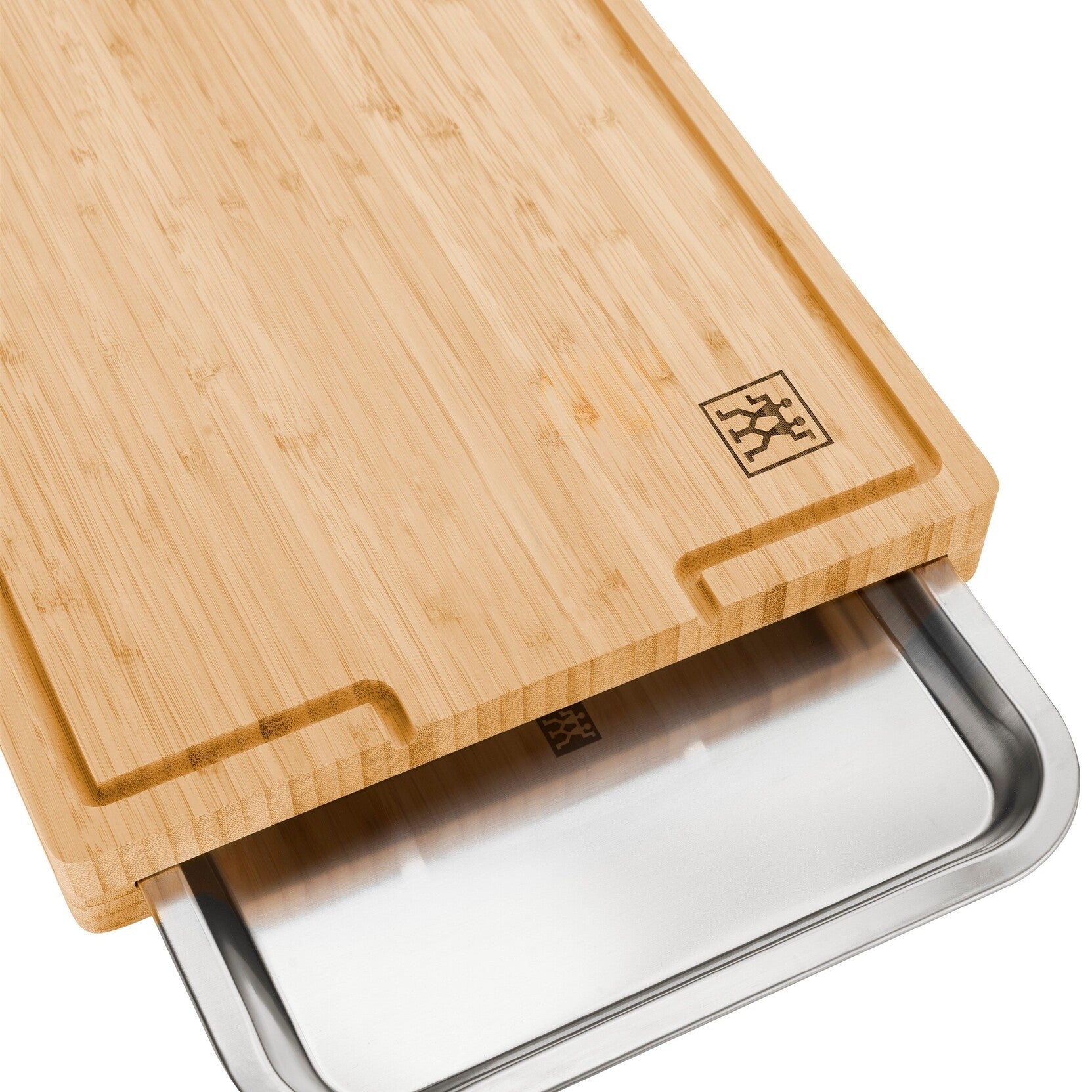 Zwilling BBQ+ krájecí bambusové prkénko s nerezovým tácem 39 x 30 cm, 1026185