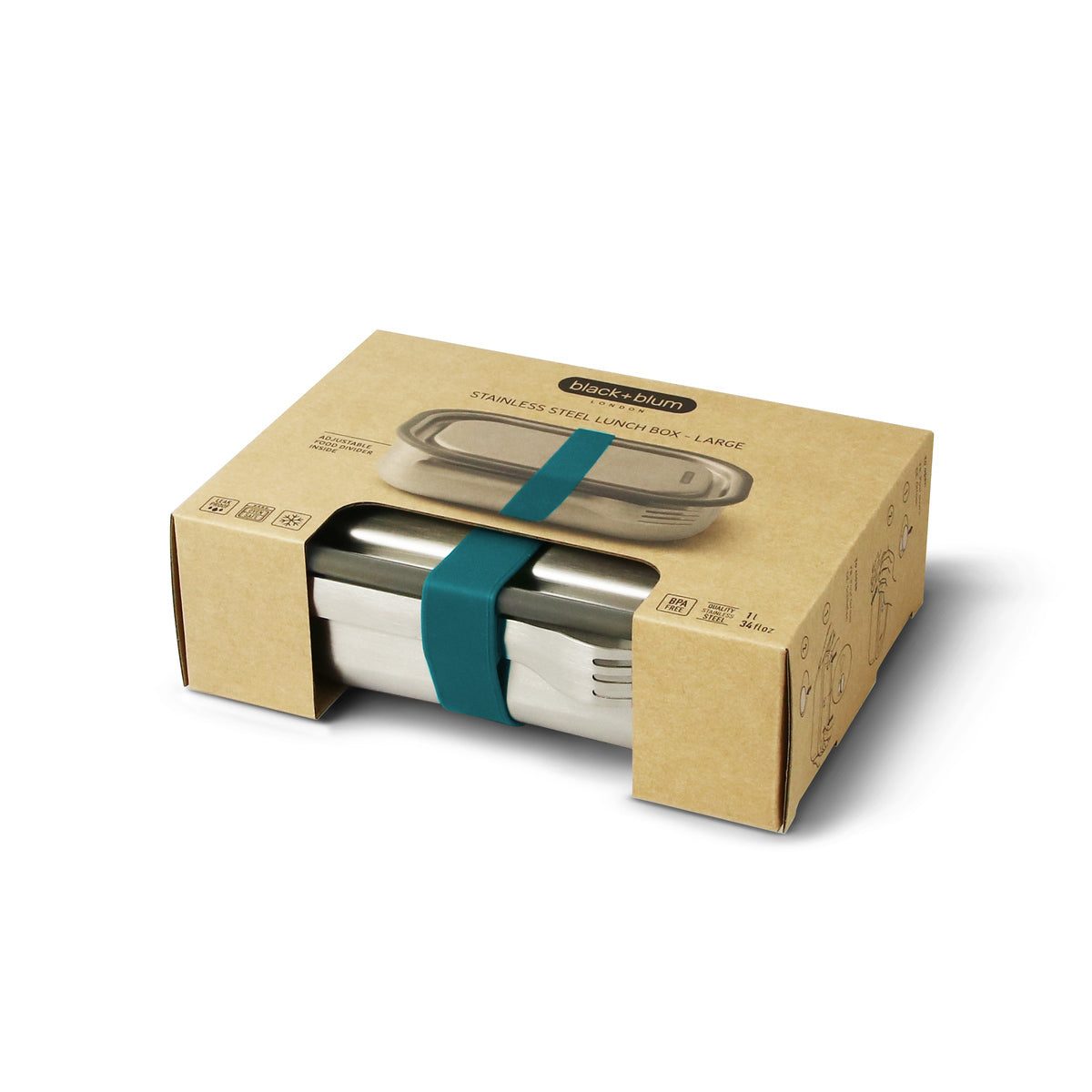 Black+Blum nerezový svačinový box s vidličkou 1 l, ocean, BAM-SS-L005