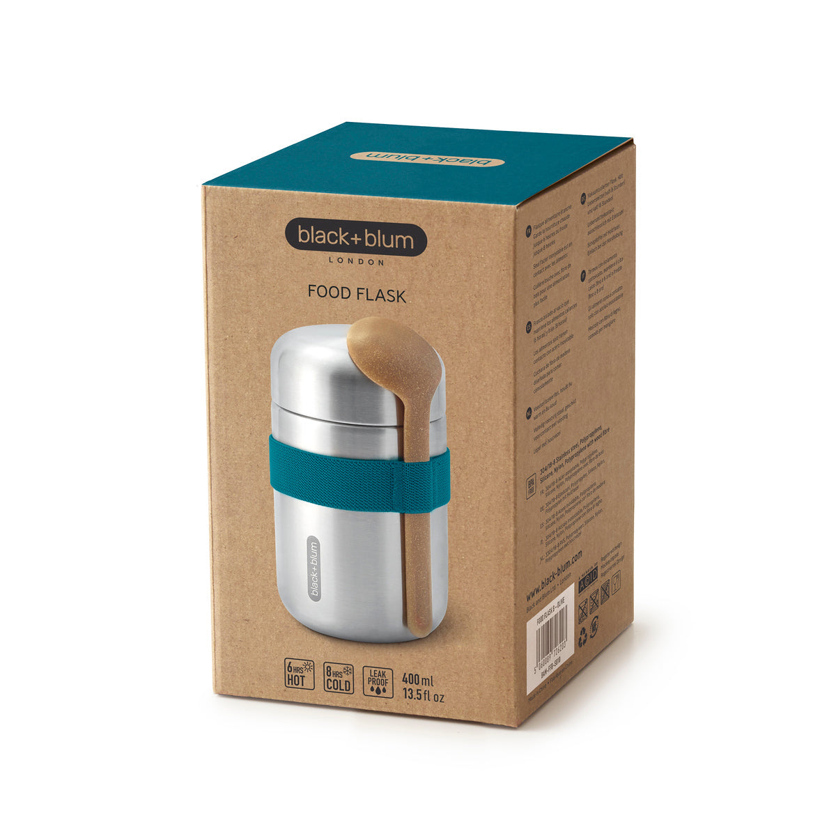 Black+Blum cestovní nádoba na jídlo se lžící 0,4 l, ocean, BAM-FFB-S005