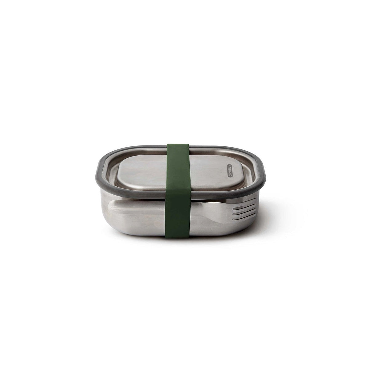 Black+Blum nerezový svačinový box s vidličkou 0,6 l, olive, BAM-SS-S010