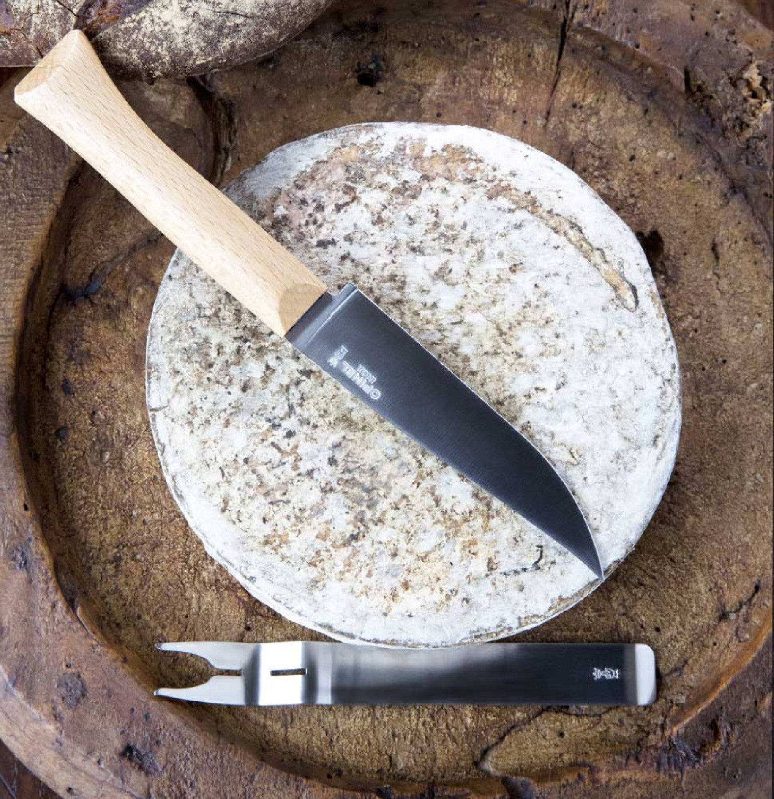 Opinel cheese knife and fork set 12.5 cm, 001834