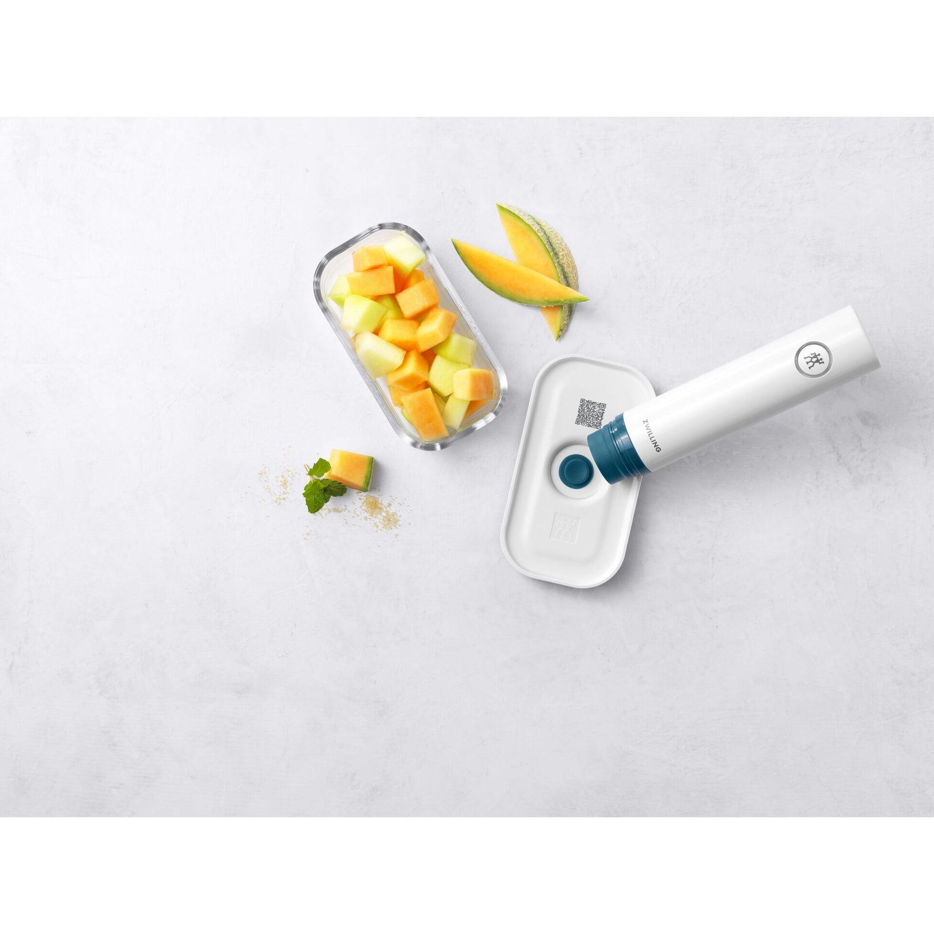 Zwilling Fresh & Save vakuovací dóza na potraviny, skleněná S 0,35 l, mořská modř, 36801-301