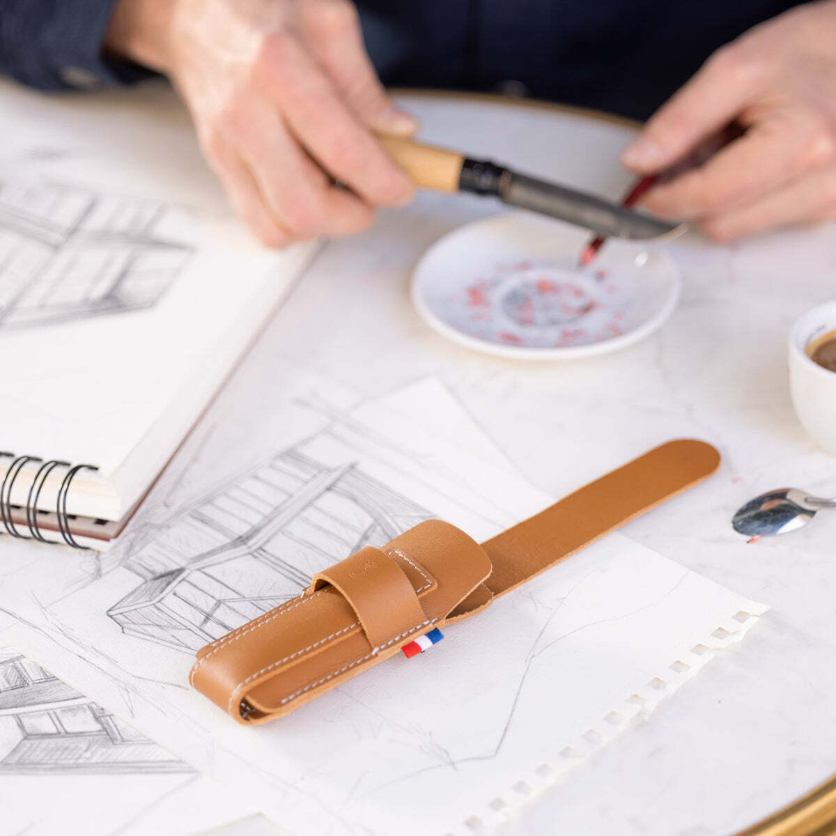 Opinel France kožené pouzdro na nože, hnědá, 002549